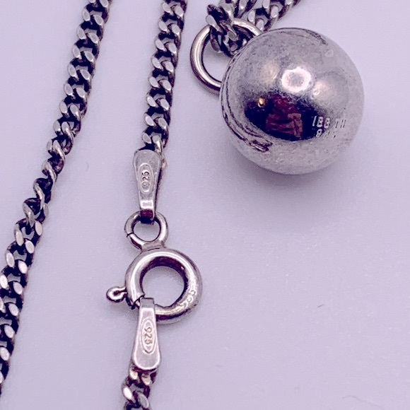💝Vintage Silver Chain and Ball Pendant Silver 925 - Picture 3 of 5